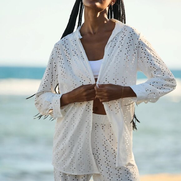 Kenny Flowers “Santorini” Eyelet Resort Shirt – White – NWT - Picture 1 of 7